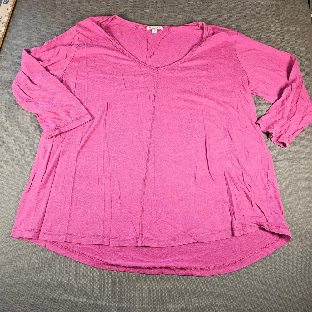 Insomniax Magenta Pink V-Neck 3/4 Sleeve Cotton Rayon Top XL RN88950